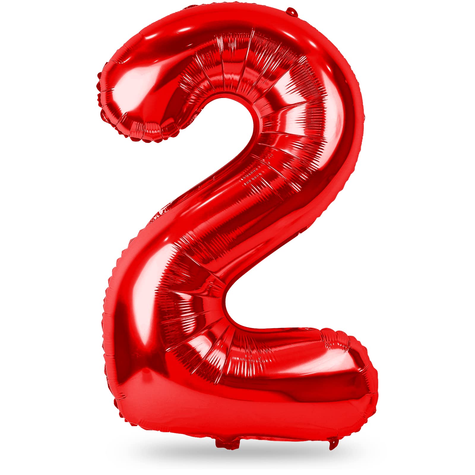 Red 2 Balloons, 40 Inch Giant Helium Foil Number 0-9 for Girls Boys, Self Inflating Digit 2nd Birthday Balloon for Women Men Anniversary Baby Shower New Year Engagement Party Decorations Supplies