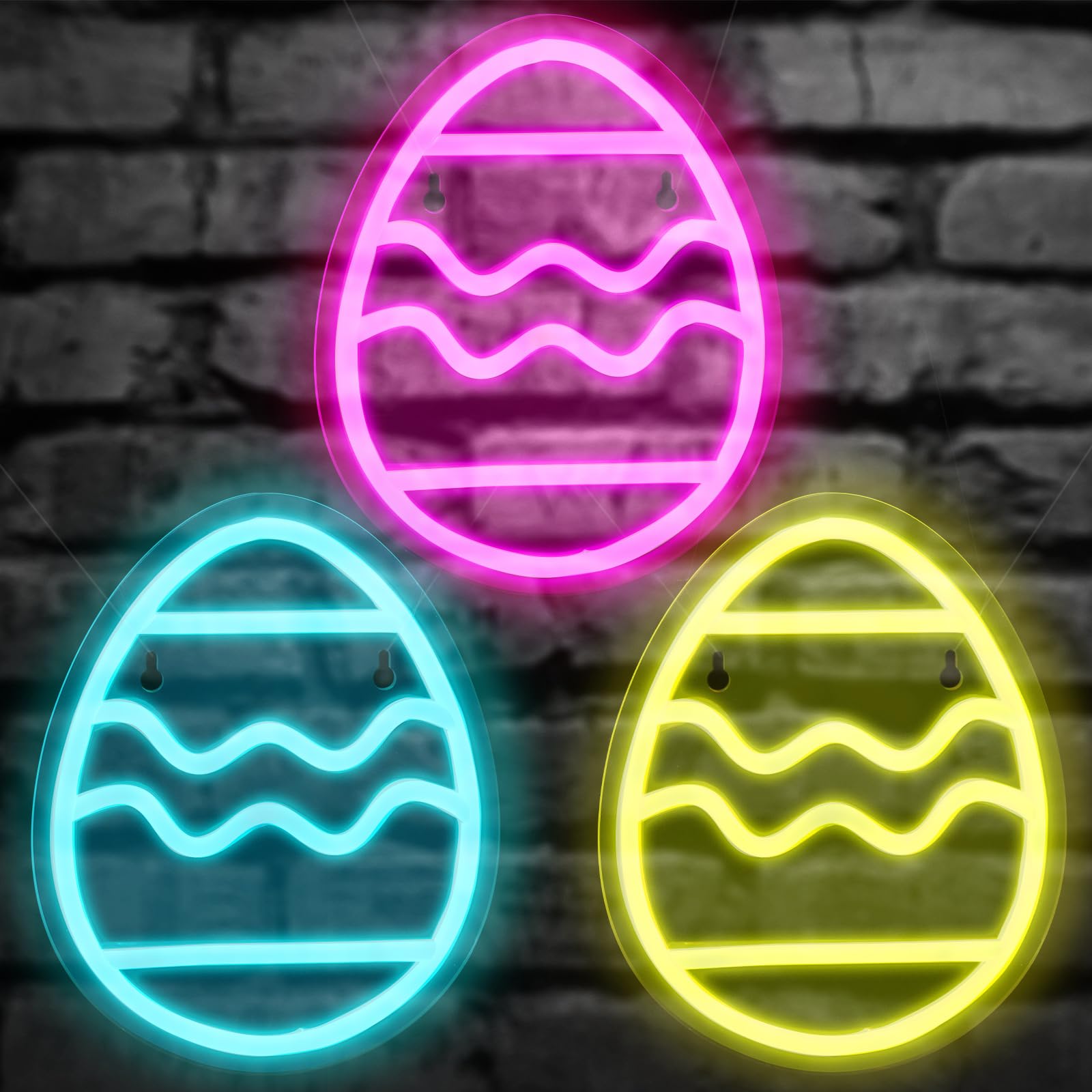 Photo 1 of ***PLUG CORDS MISSING***ROCEEI 3 Pcs Easter Neon Signs Bunny Rabbit Egg Neon LED Lights USB Easter Window Lights Wall Window Decor for Party Holiday Night Bedroom Gifts(Egg)***PLUG CORDS MISSING***