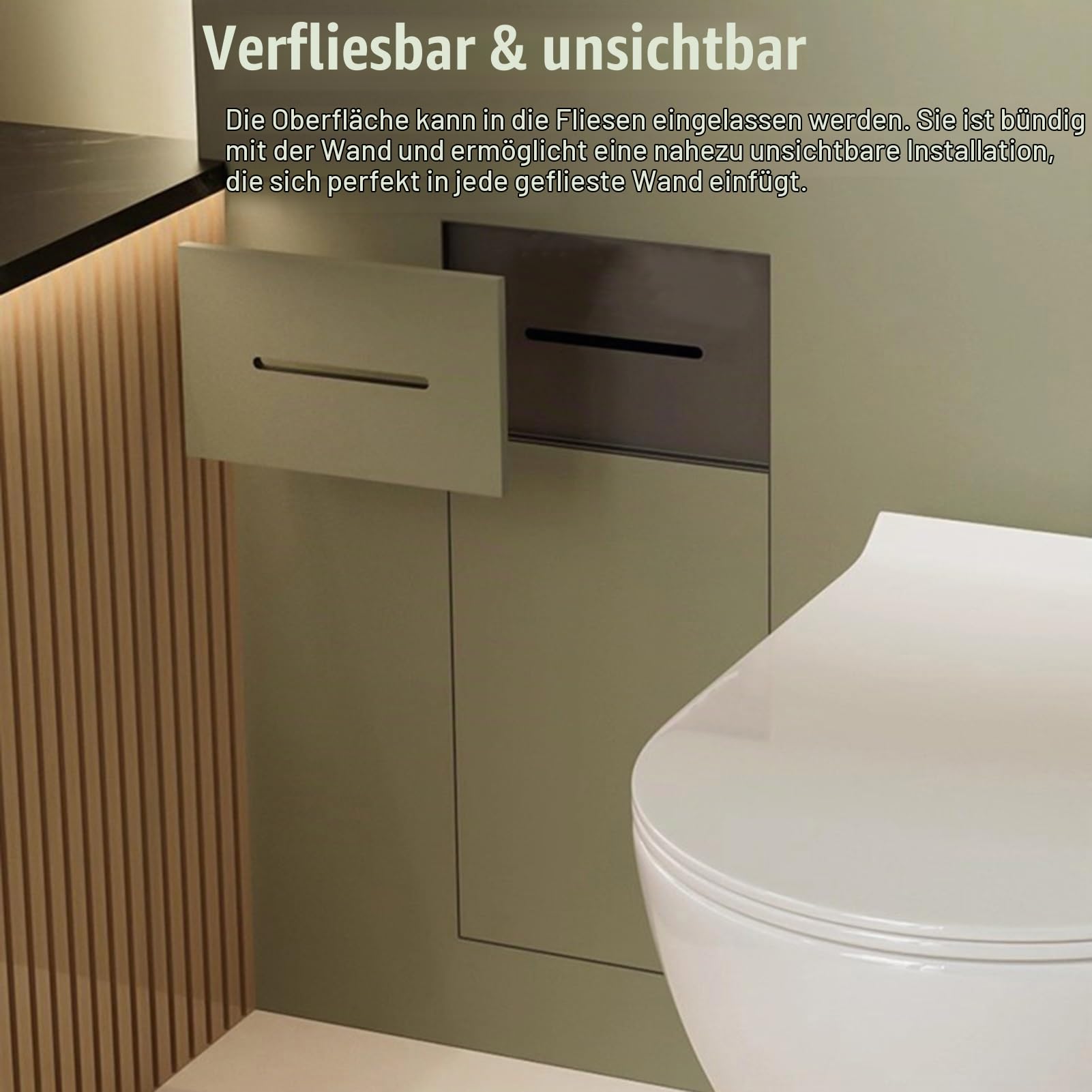 Toilettenpapierhalter Unterputz 2-in-1-Badezimmernische zum Verfliesen, Versteckter Mülleimer und Toilettenpapierhalter, Platzsparender, Moderner Kosmetiktuchhalter