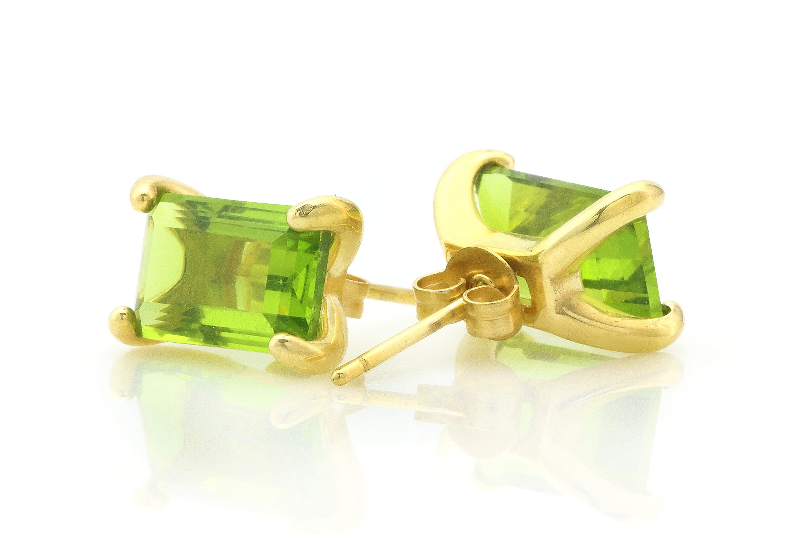 Orecchini Rettangolo Peridoto per Donna di Anemone - Orecchini Artigianali Pietra di Nascita - Orecchini Sposa, Orecchini Moda, Orecchini per Tutti i Giorni - Orecchini Perno Argento con Scatola