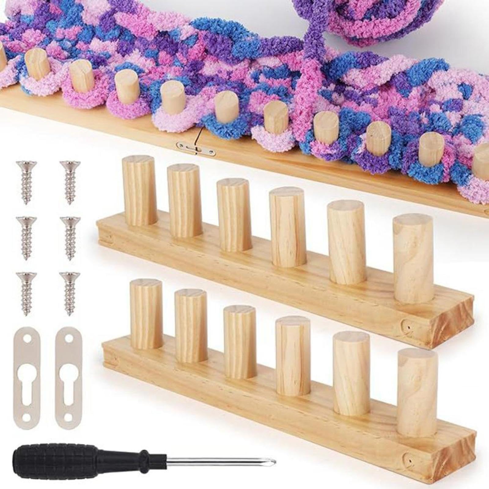 Métier à Tricoter, Kit de Tricot à La Main pour Débutants, Portable, pour La Confection de Couvertures, en Bois, Réutilisable, Accessoire de Cadeaux A, 3 Pièces