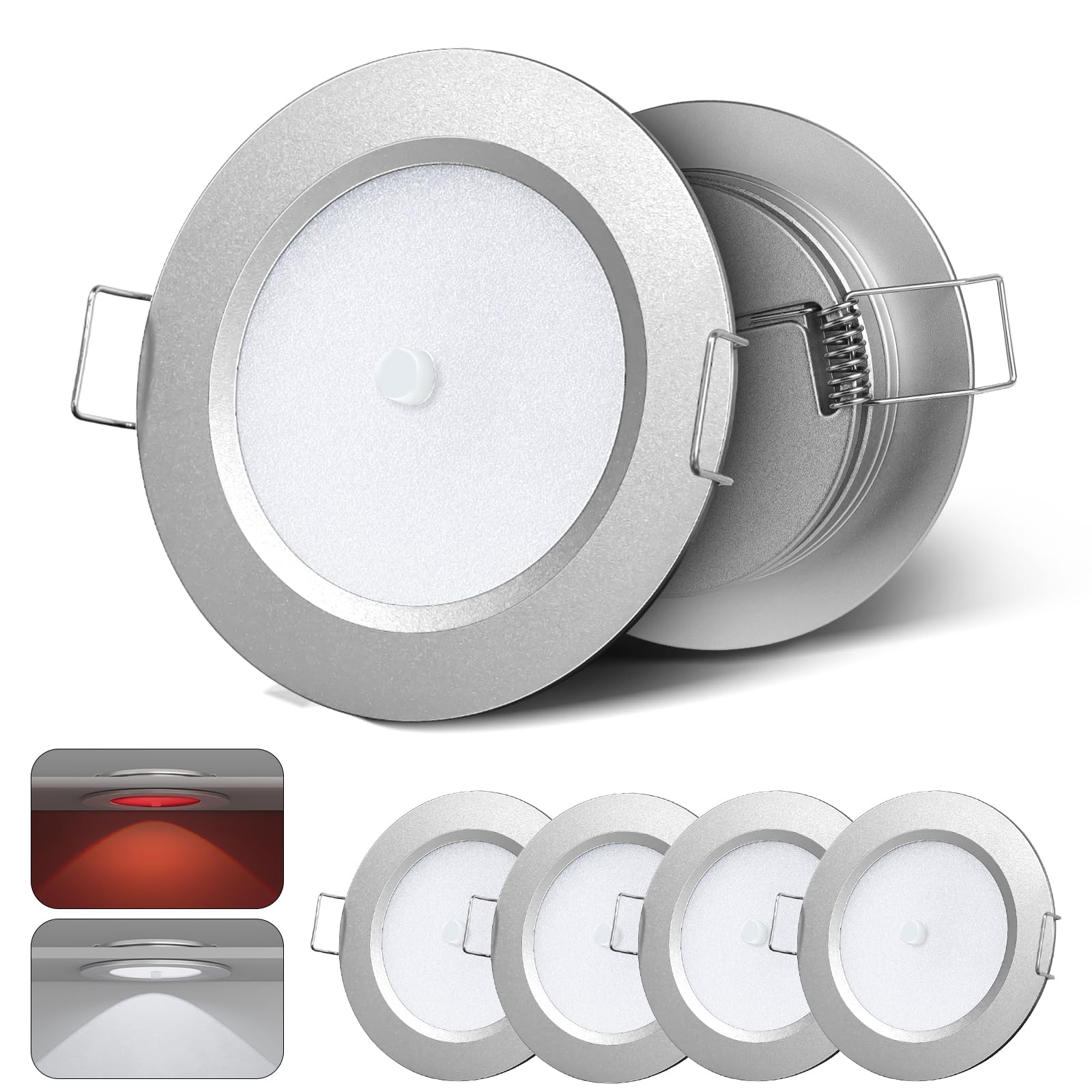 camperxlite 4 PCS 12V LED Spot Lights with Red Led, CRI 93 Caravan Recessed LED DownLights