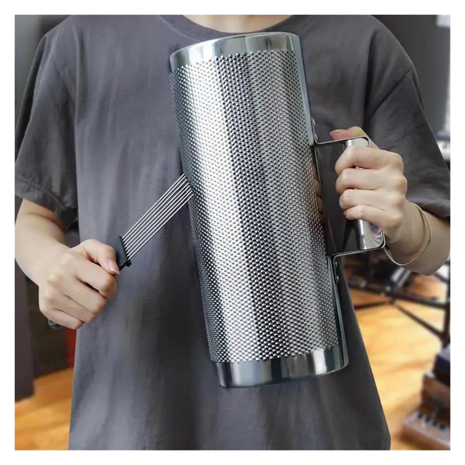 tianwandong Ensemble d'instruments de musique Guiro en acier inoxydable avec grattoir Outil de formation musicale multifonctionnel avec ergonomie(4 x 12 inches)