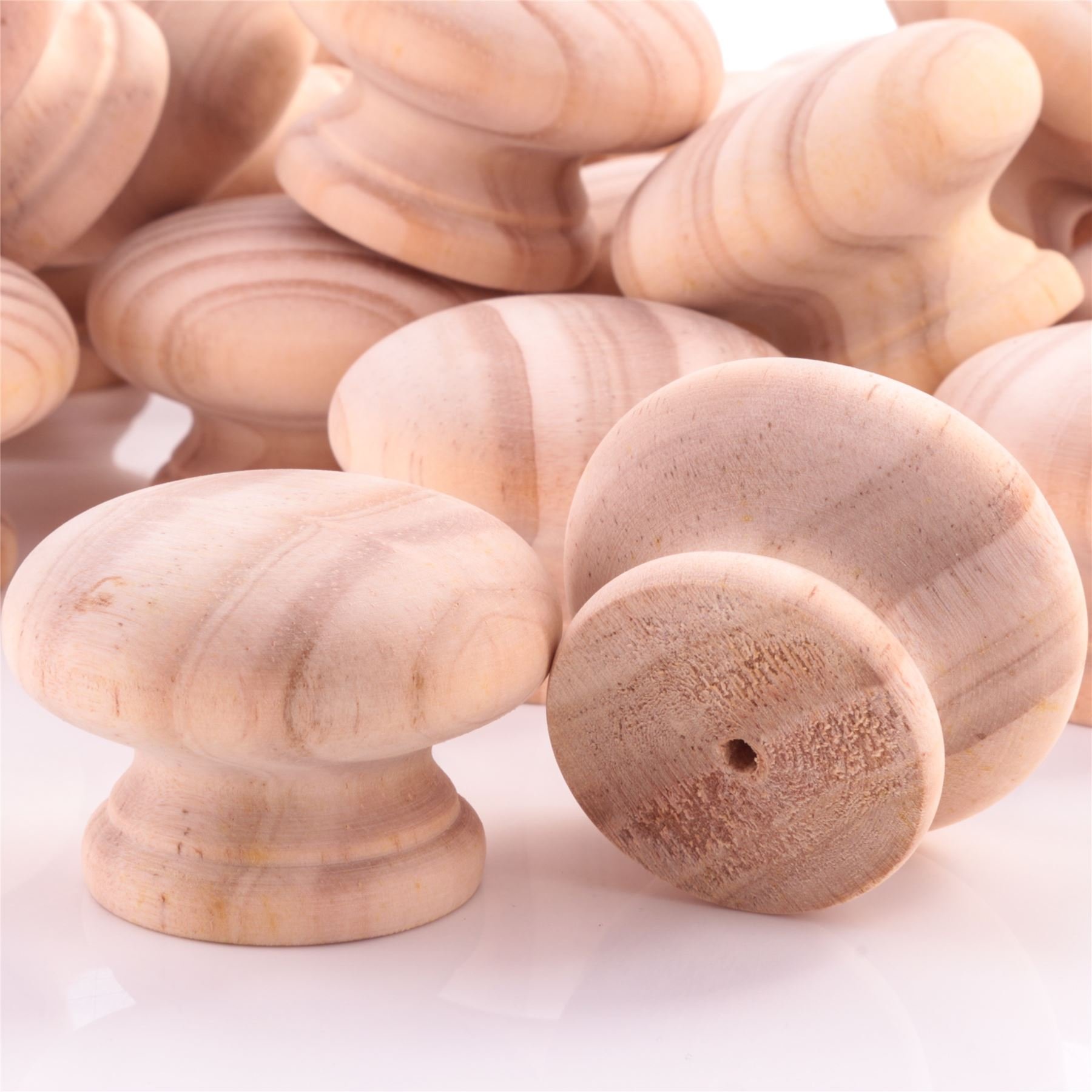 White Hinge White 20X Pine Door Knobs 50Mm Large Pre Drilled Unstained Natural Wood