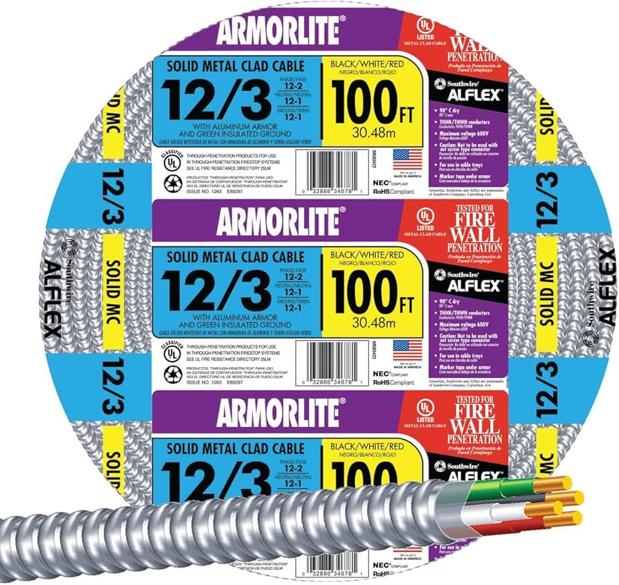 Woods 68583423 100' 12/3 MC Alum Cable - Electrical Wires - Amazon.com
