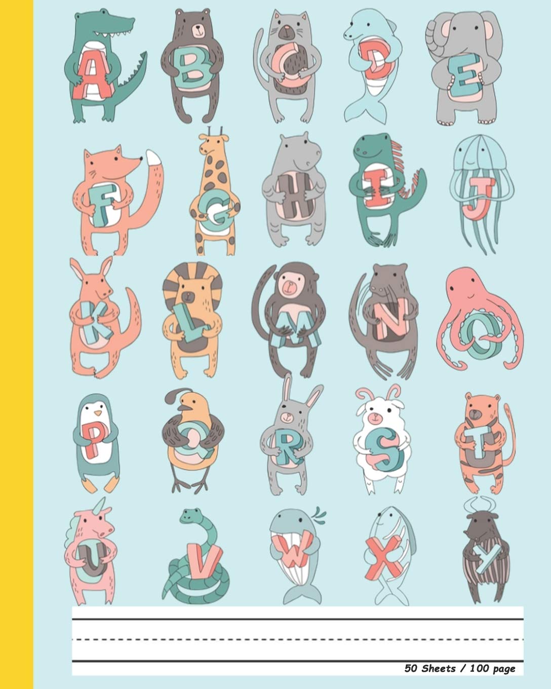 A to Z Animal Minimal Words For Kids: Dotted Mid line and Picture Space Exercise Book early learning age 1-3, Easy, Funny, Cute