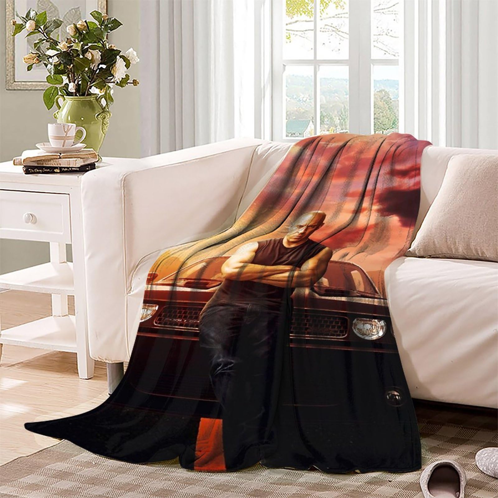 UNDERZY Fast & Furious Canape, Couverture En Peluche Imprimée En 3D, The Fast And The Furious Throw Blanket, Couverture De Lit Adultes Et Enfants Chaud En Hiver 40x50inch(100x130cm