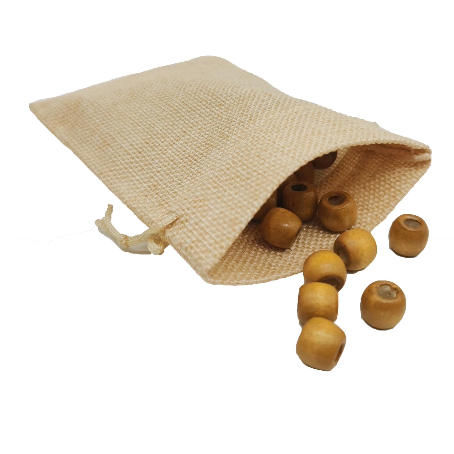 Lot de 60 sacs cadeaux en lin avec cordon de serrage - Pour bijoux, mariage, Noël, fête - Beige - 10 x 14 cm