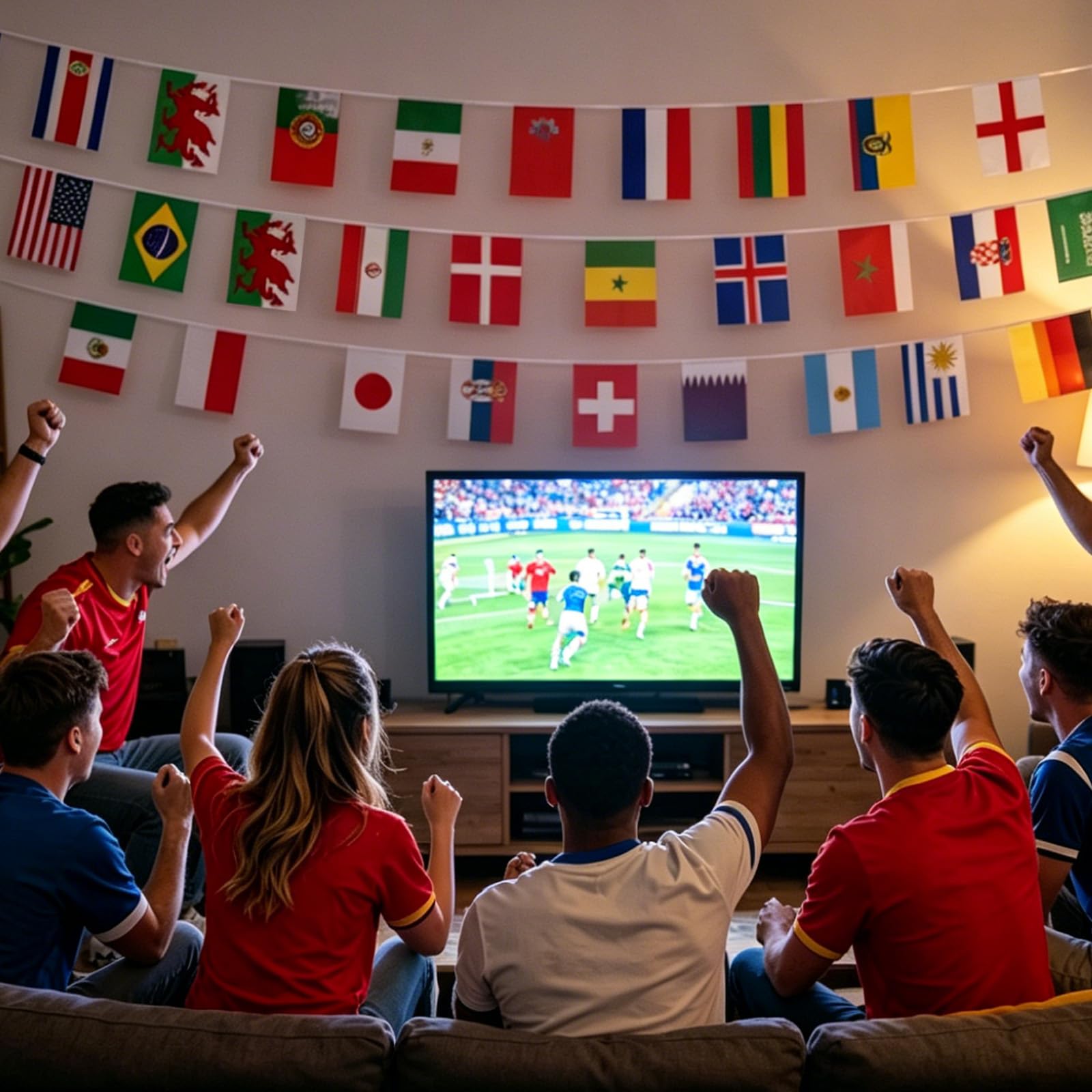 Guirlande Fanions 32 Pays 10m Drapeaux 20x10cm Double Face Bannière Football 2026