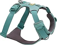 Ruffwear Front Range Dog Harness - Reflective Padded Everyday Harness, Dual Leash Clips, Adjustable Fit for Medium Dogs, River Rock Green