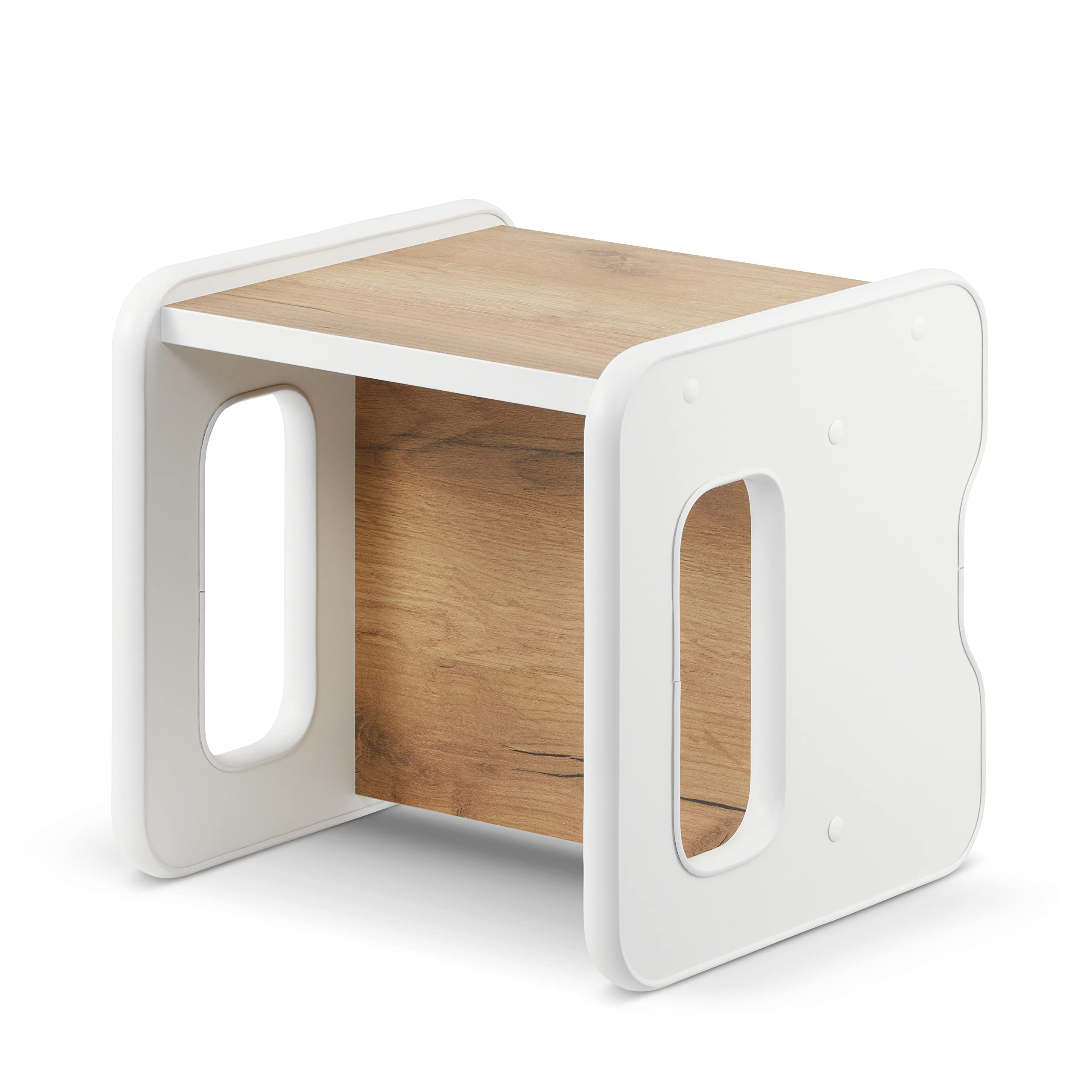 defiPad Sitzhocker für Kinder | Stylisch Wendehocker | Kindersessel ab 1 Jahr | Babystuhl Hocker Holz | Der Stuhl kann in einen Tisch verwandelt Werden | Montessori Kinderzimmer |