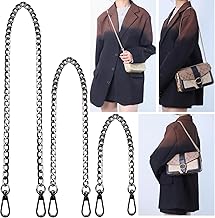 3 Pack Black (45cm+95cm+125cm) Bag Chains for Womens Handbags, DIY Crossbody Bags Chain Extender Strap with Clasp Buckles