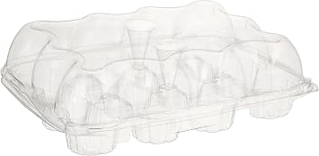 Oasis Supply 12-Compartment Hinged High Dome Clear Cupcake Container, Clear, 6-Pack