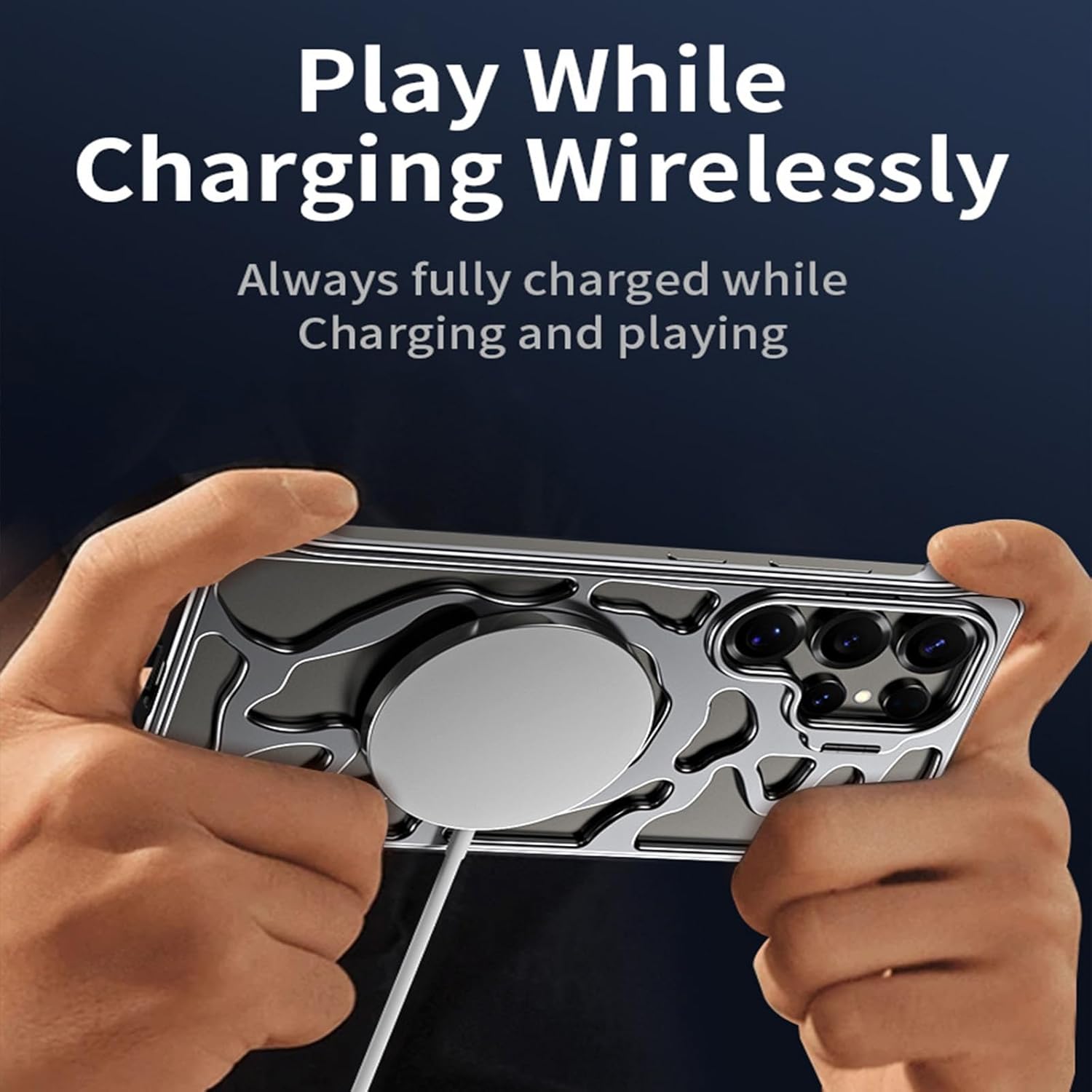 Cooling Aluminum Case for Samsung Galaxy S25 Ultra/S24 Ultra/S23 Ultra, Compatible with MagSafe, Lens Kickstand, Frameless Heat Dissipation, Metal Bumper Silicone Pads(Silver,S23ultra)