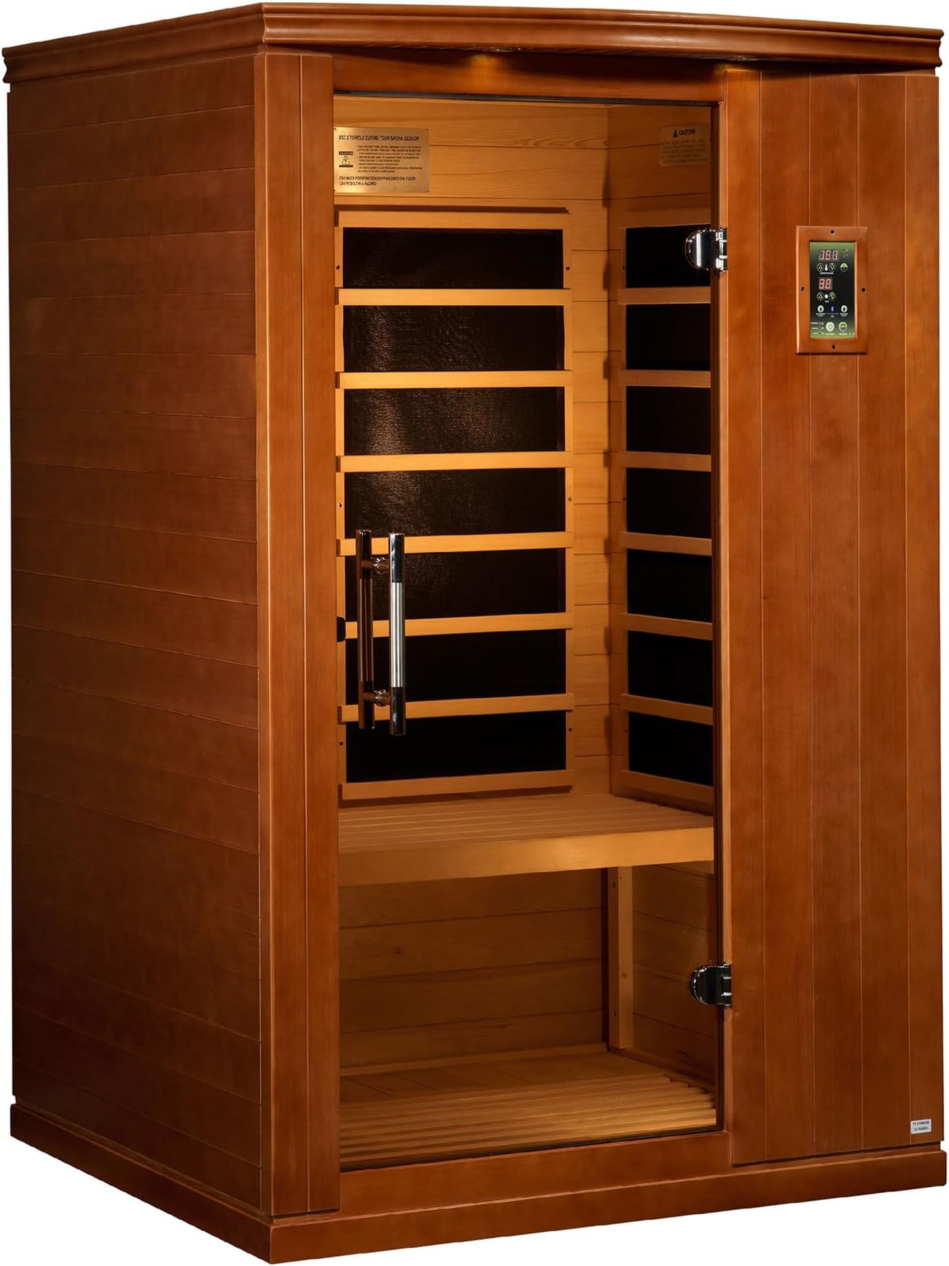 DYNAMIC SAUNAS Venice Elite 2-Person Ultra Low EMF FAR Infrared Sauna with Red Light Therapy & Bluetooth Speakers | Personal Indoor Dry Heat Sauna for Home & Gym – Made from Canadian Hemlock, Portable