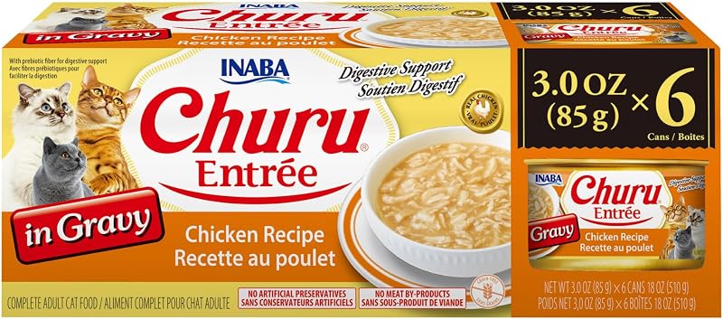 Ração úmida para gatos INABA Churu Entrée em Gravy com frango, lata com 85 g