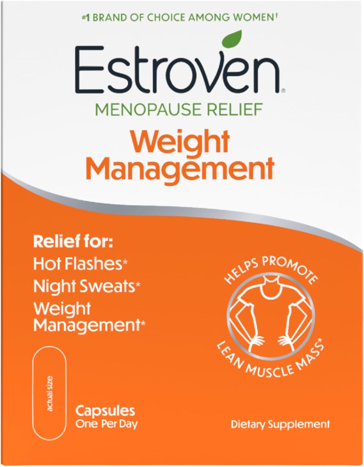 Estroven Weight Management for Menopause Relief - 30 Ct. - Clinically Proven Ingredients Help Manage Weight, Provide Night Sweats & Hot Flash Relief* Drug-Free & Gluten-Free Caplets