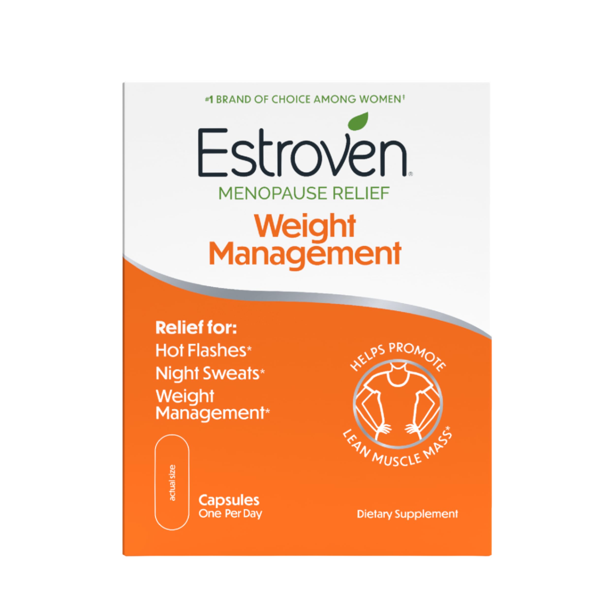 Estroven Weight Management for Menopause Relief - 30 Ct. - Clinically Proven Ingredients Help Manage Weight, Provide Night Sweats & Hot Flash Relief* Drug-Free & Gluten-Free Caplets