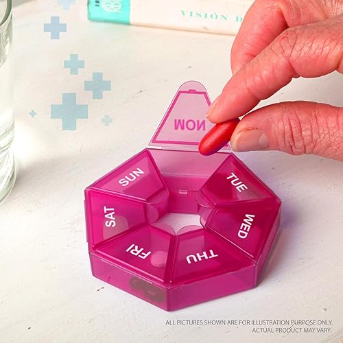 Miniatura 22 de Pastillero portátil de 7 caras, planificador de medicamentos, estuche pequeño (contenedor semanal de siete días) para medicamentos, cajas de soporte