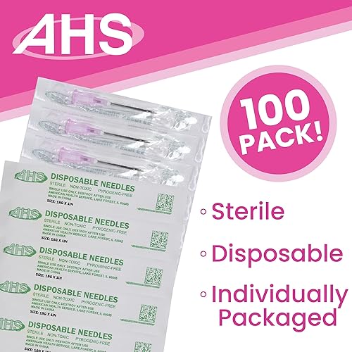 Miniatura 8 de Aguja de inyección desechable estéril con tapa para animales, mascotas, aves de corral y accesorios industriales de aguja dispensadora (25G X 1)