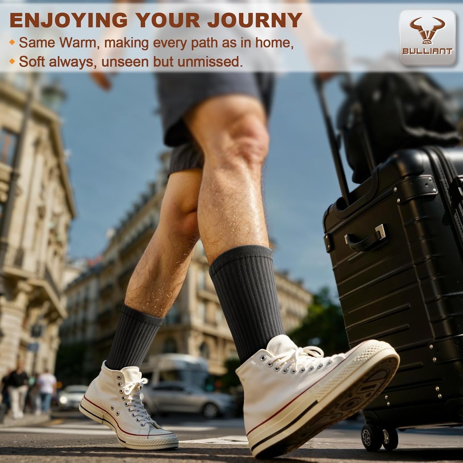 BULLIANT Men Socks, Athletic Compression Crew Socks Cushioned for Men Running Sports Hiking Fishing Arch Support - Image 2