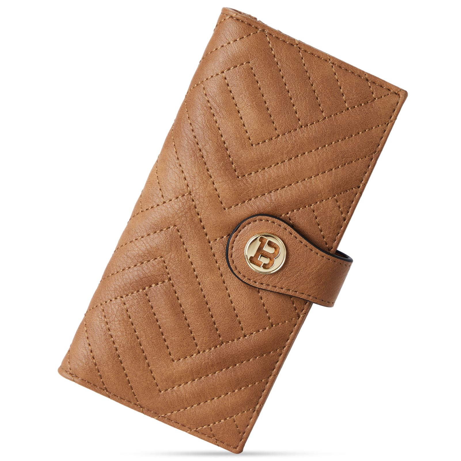 BOSTANTEN Slim Wallet Women Leather RFID Blocking Credit Card Holder Bifold Thin Wallet with Zipper Pocket Camel