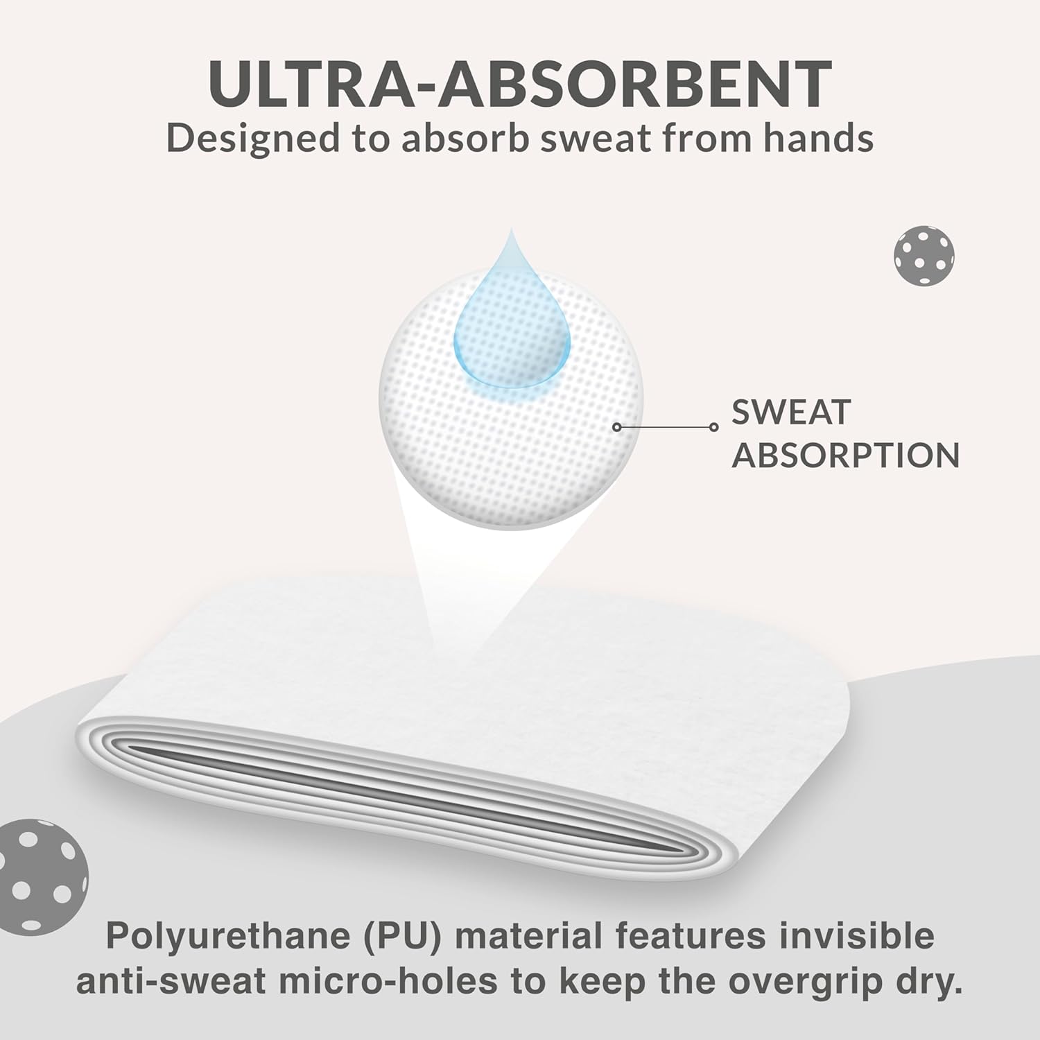 Pickleball OverGrip Tape - Pack of 3/6/12/22/60 - Extra Tacky White Pickleball Grip Tape - High Sweat Absorption & Non-Slip Soft Touch. Accessories Designed to Enhance Your Pickleball Paddle Grip Tape