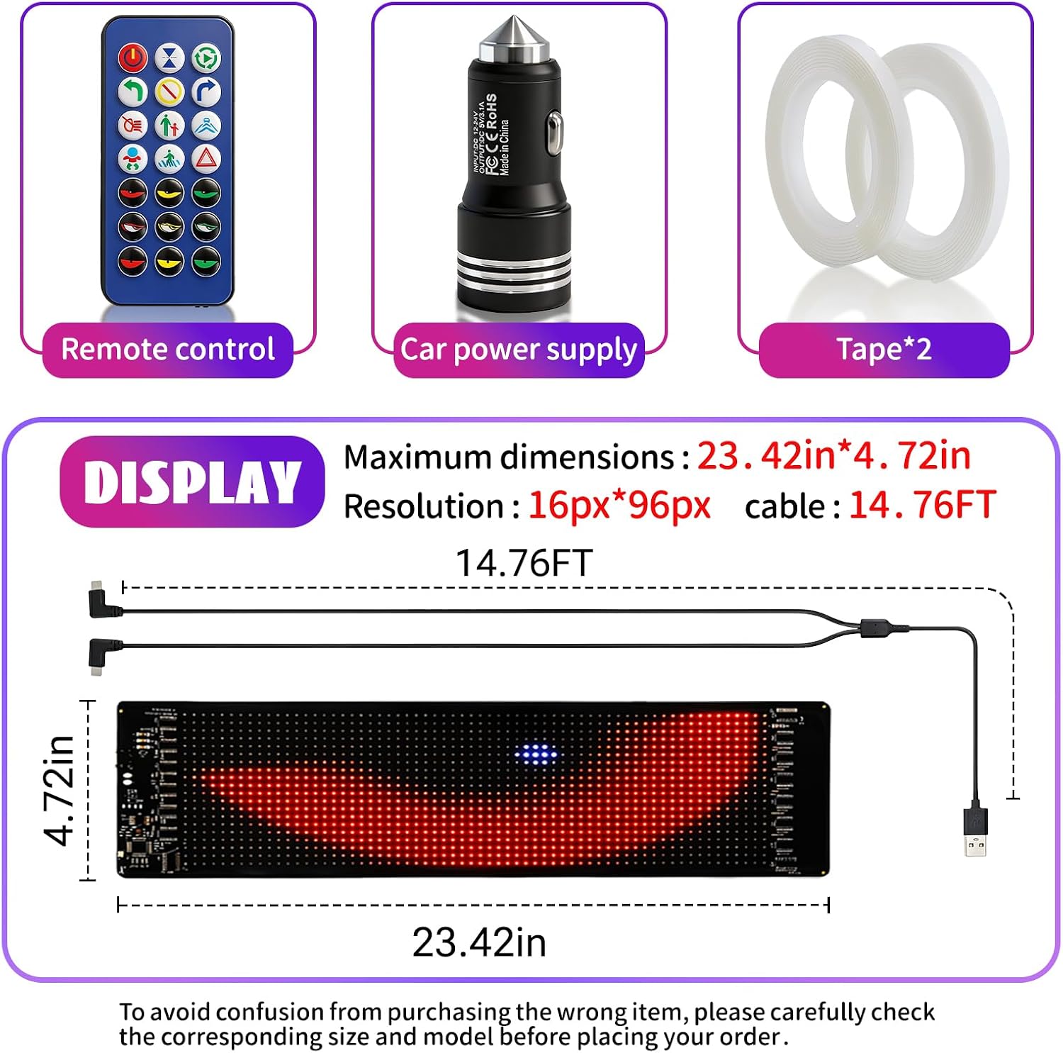 LED Eyes for Truck Windshield 23.4x4.7in - 2PCS Programmable Devil Eyes Light, USB Powered, App/Remote Control, IP65 Waterproof, Ojos Led para Carro for Semi Trucks/Buses/Cars/SUVs