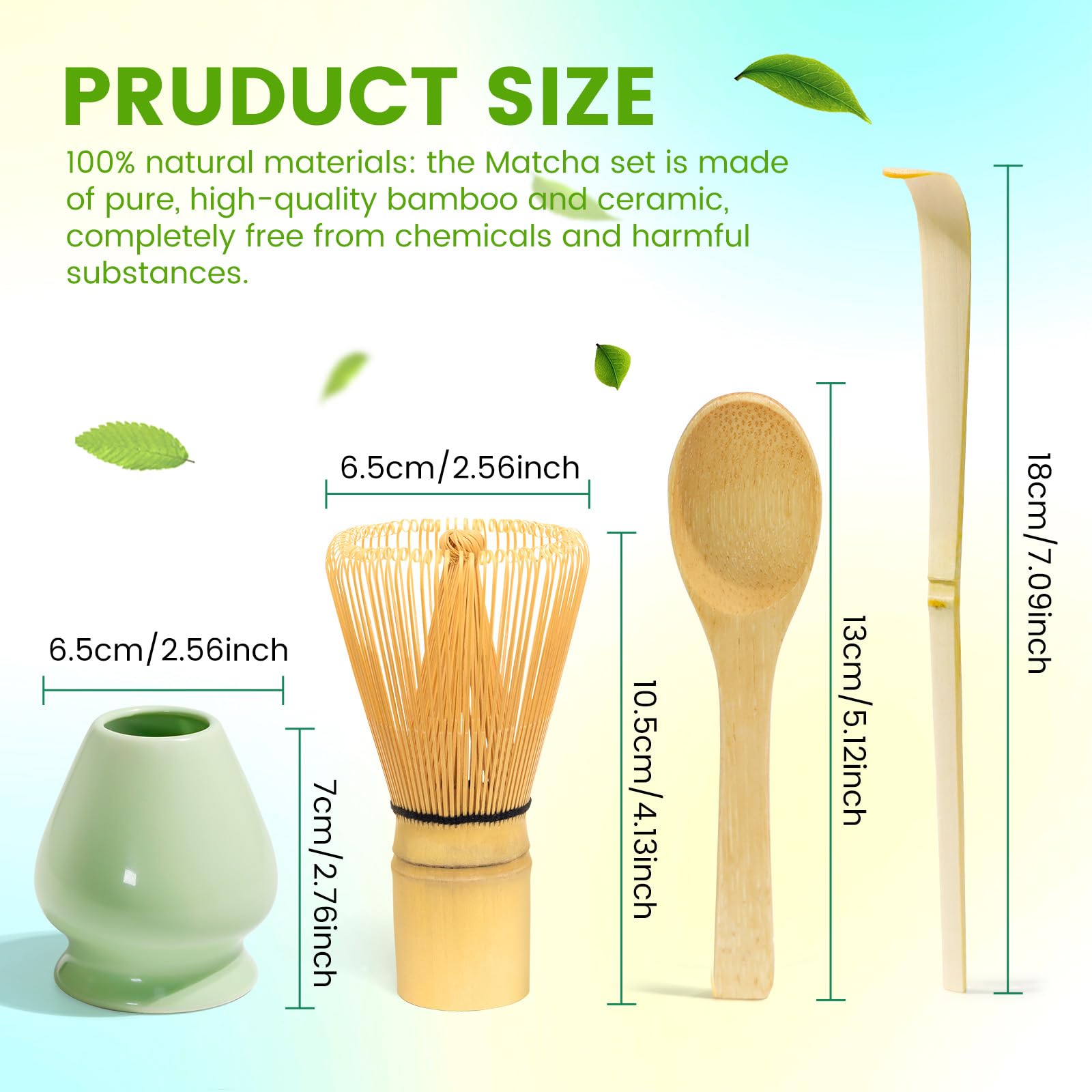 Kit da Cerimonia giapponese Matcha 4 Pezzi, Frusta Matcha Verde in Resinoso, Cucchiaio in Bambù, Paletta in Bambù, Porta Frullino, Matcha Set per la bevanda