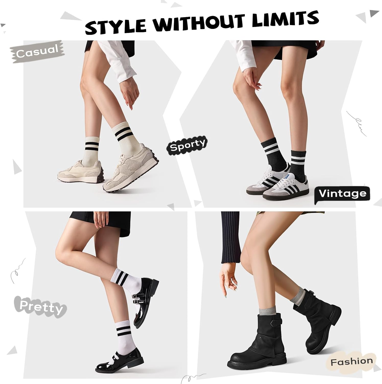 DIBAOLONG Womens Striped Crew Socks Cotton Cozy Socks for Women Soft Above Ankle Sock 6 Pairs Size 5-10 - Image 6