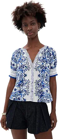 alice + olivia Women's Thalia Button Down Blouse
