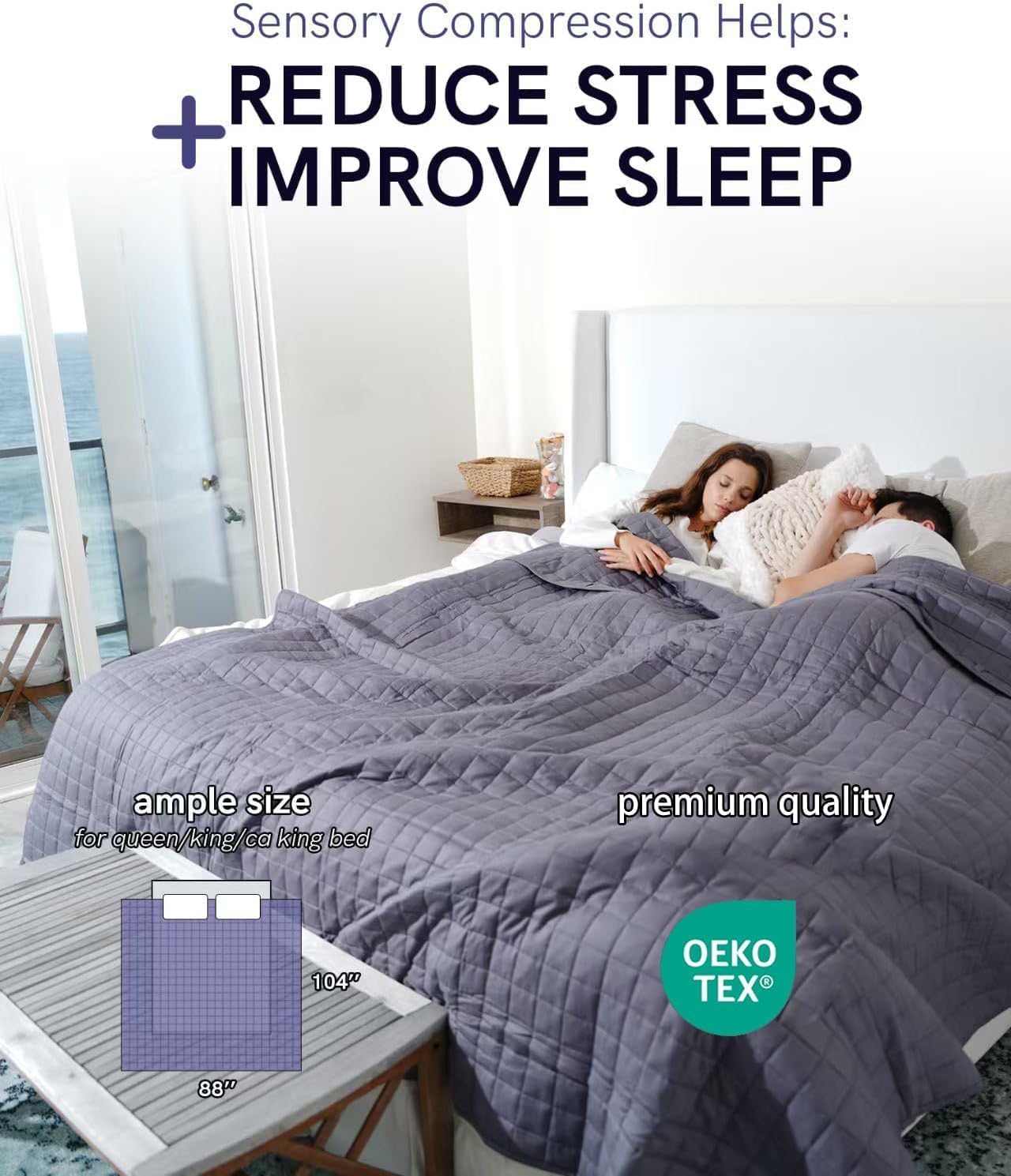 YnM 12lbs Weighted Blanket for Adults, Heavy Bed Throw Blanket with Cooling Glass Beads for All Season Use, Ideal for One Person of 110lbs (60x80 Inches, Queen Bed, Dark Grey)