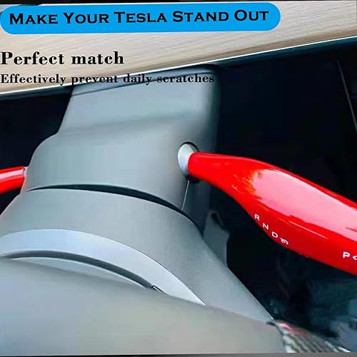 Miniatura 10 de YHCDSEA Funda de palanca de dirección para Tesla Model 3Y, accesorio de cubierta de palanca de cambios - Funda decorativa (patrón de fibra de