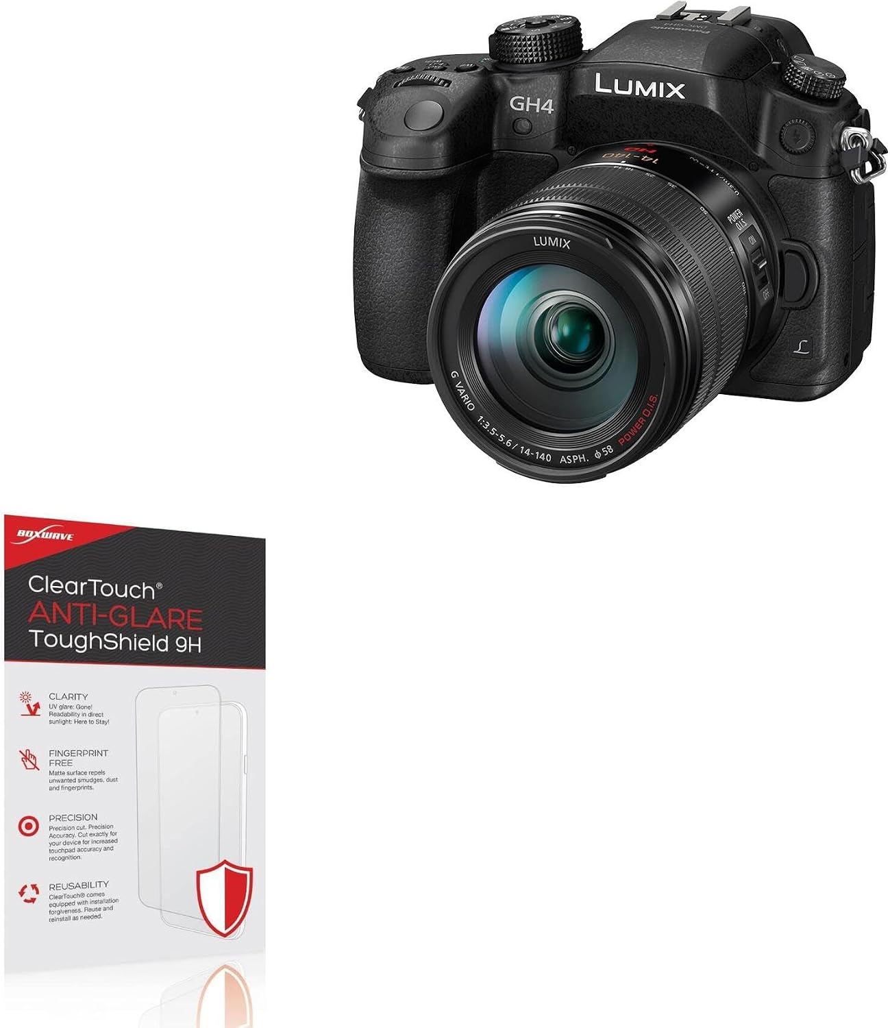 BoxWave Screen Protector Compatible With Panasonic Lumix DMC-GH4 – ClearTouch Anti-Glare ToughShield 9H (2-Pack), Anti-Glare 9H Tough Flexible Film Screen Protector