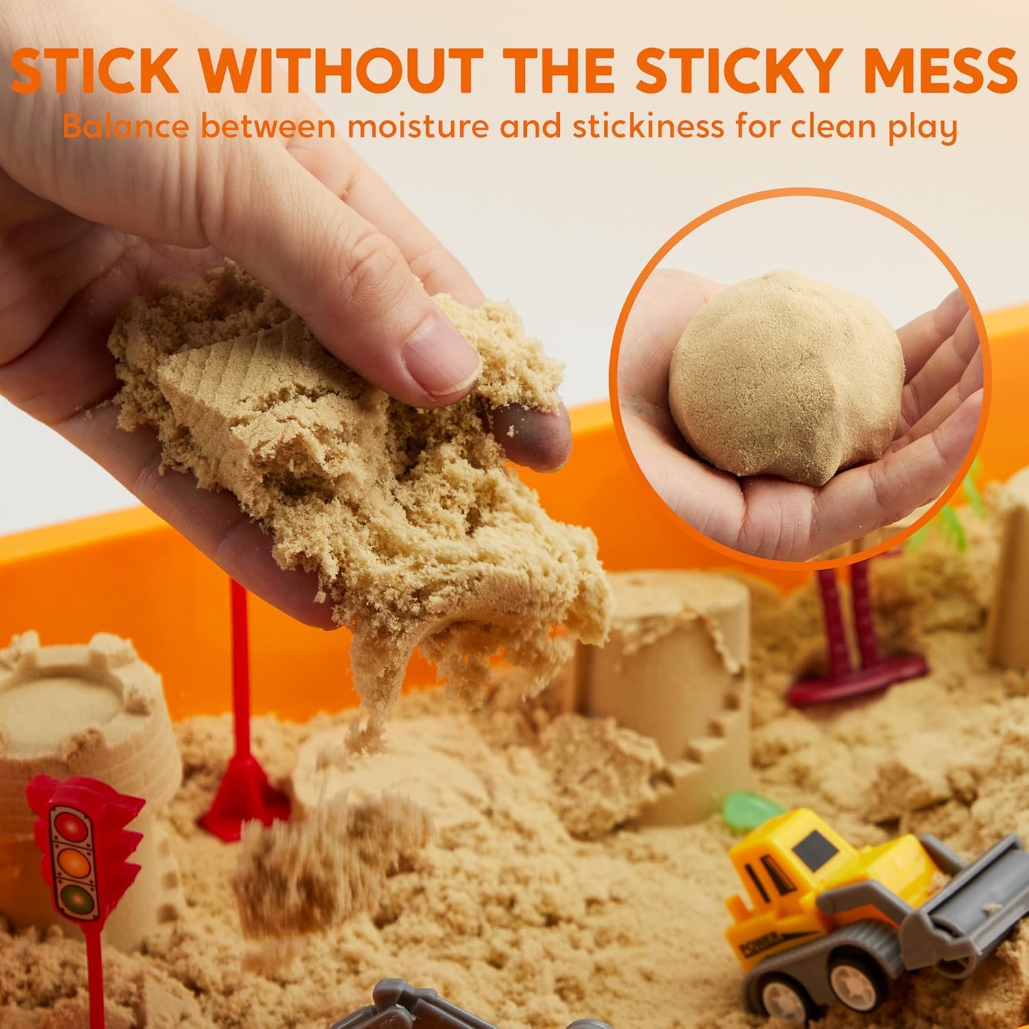 Klever Kits Magic Sand Set Spielsand Baustelle Kinder Koffer Spielsand für Kinder,Baustellen Sandkasten mit 18 Zubehörteilen,Leuchtenden Steinen,Zaubersand Sandspielzeug für Jungen ab 3 4 5 6 7 8 9