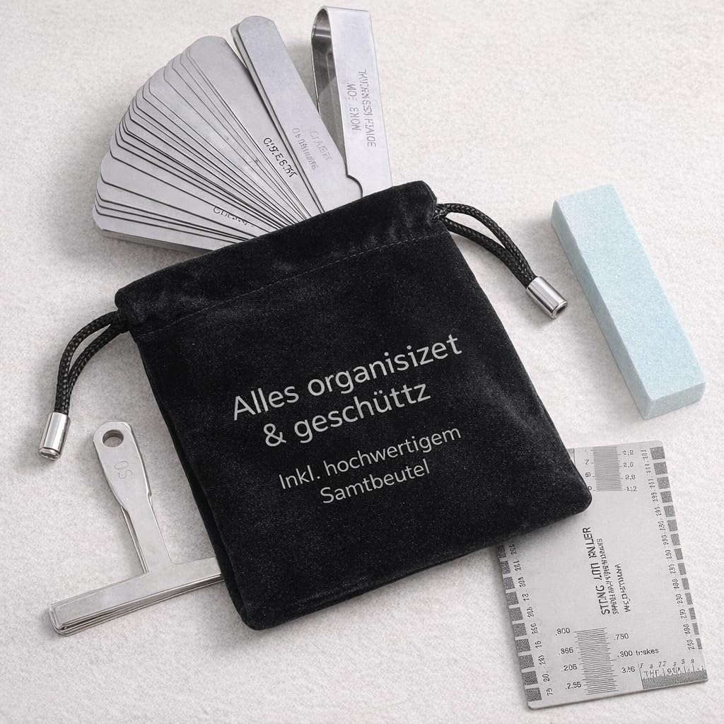 Walfront Set di Strumenti per Chitarra Che Include Misuratore di Raggio Sander, Protezioni per Tastiera con Righello a Corda per Chitarra e Basso
