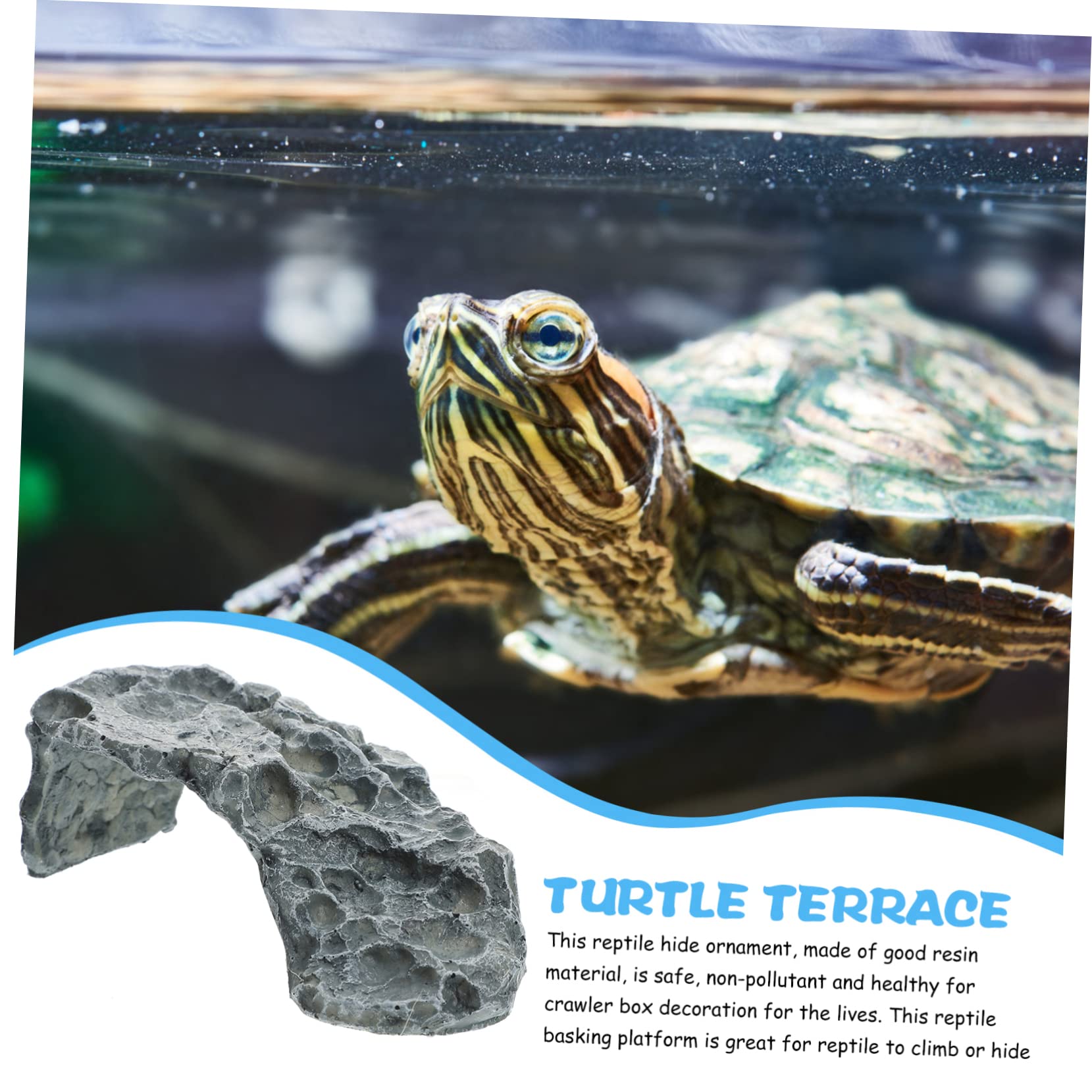Happyyami Hábitat Reptiles Decoración Acuario Escondite Plataforma Tortuga Resina Durable