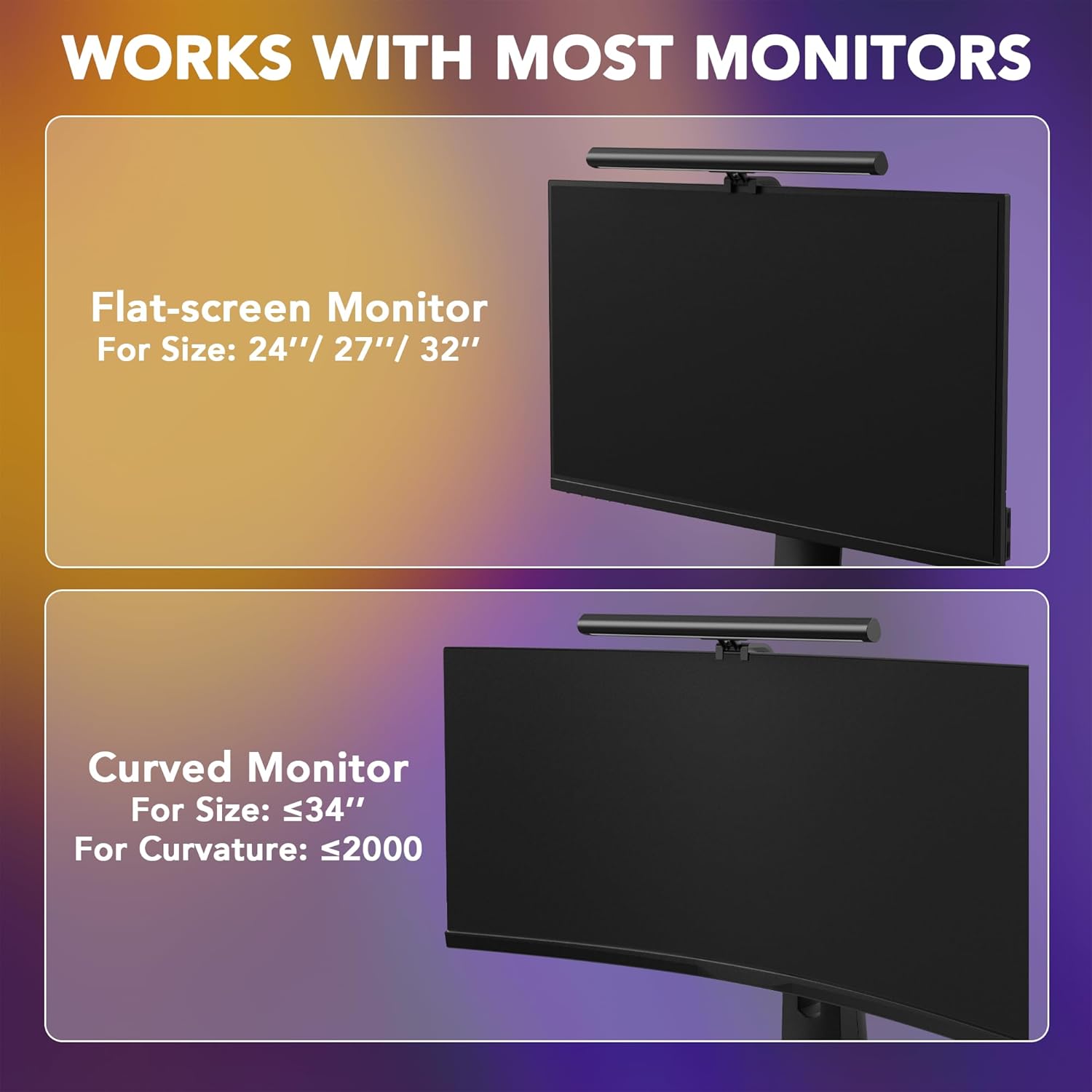 Smart Monitor Light Bar with RGB Backlight, Software-Controlled Screen & Music Sync, LED Monitor Lights for Gaming & Work with 16 Million Colors and 18 Modes – 16"