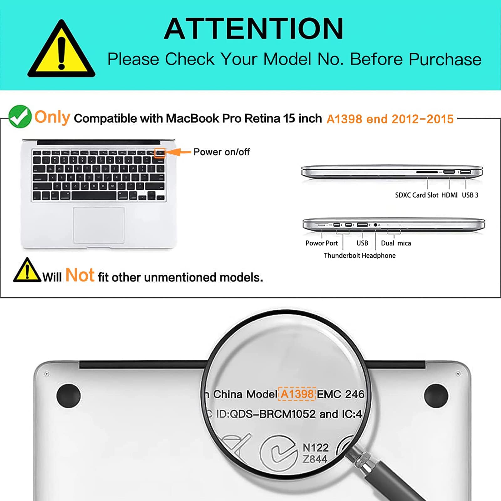 Dl3 Mobilak Compatible with MacBook Pro 15 inch Case with Retina Display Older Version A1398 Release 2015 2014 2013 2012, Protective Plastic Hard Shell Case Cover (Clear)
