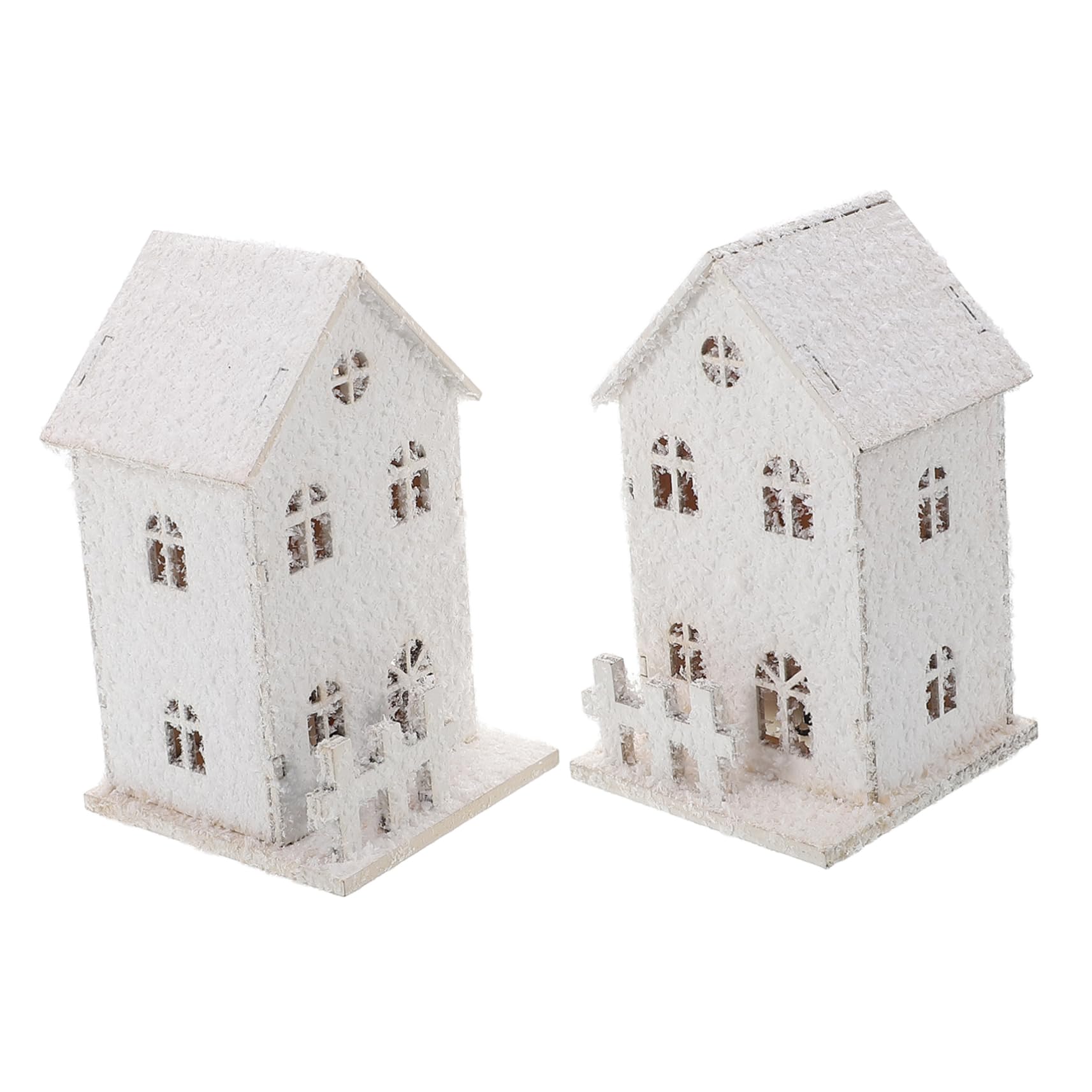 Cabilock 2 Piezas luz de Noche de Madera Light navideños d'casa Exterior Pueblo Iluminado de Navidad decoración Adorno de casa de Madera de Navidad Adorno de Madera Luminoso