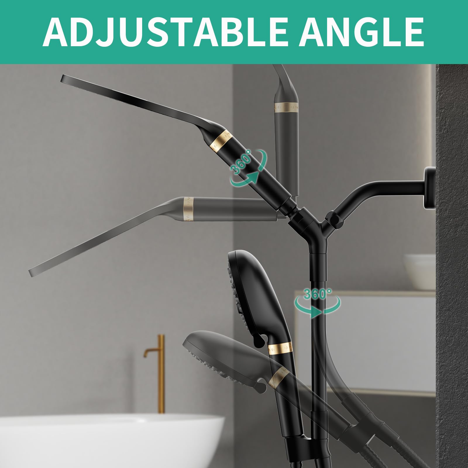 HEROBAI Regenduschkopf Mit Handbrause & Filter – Hochdruck Dual-Dusche Mit Verstellbarem Arm