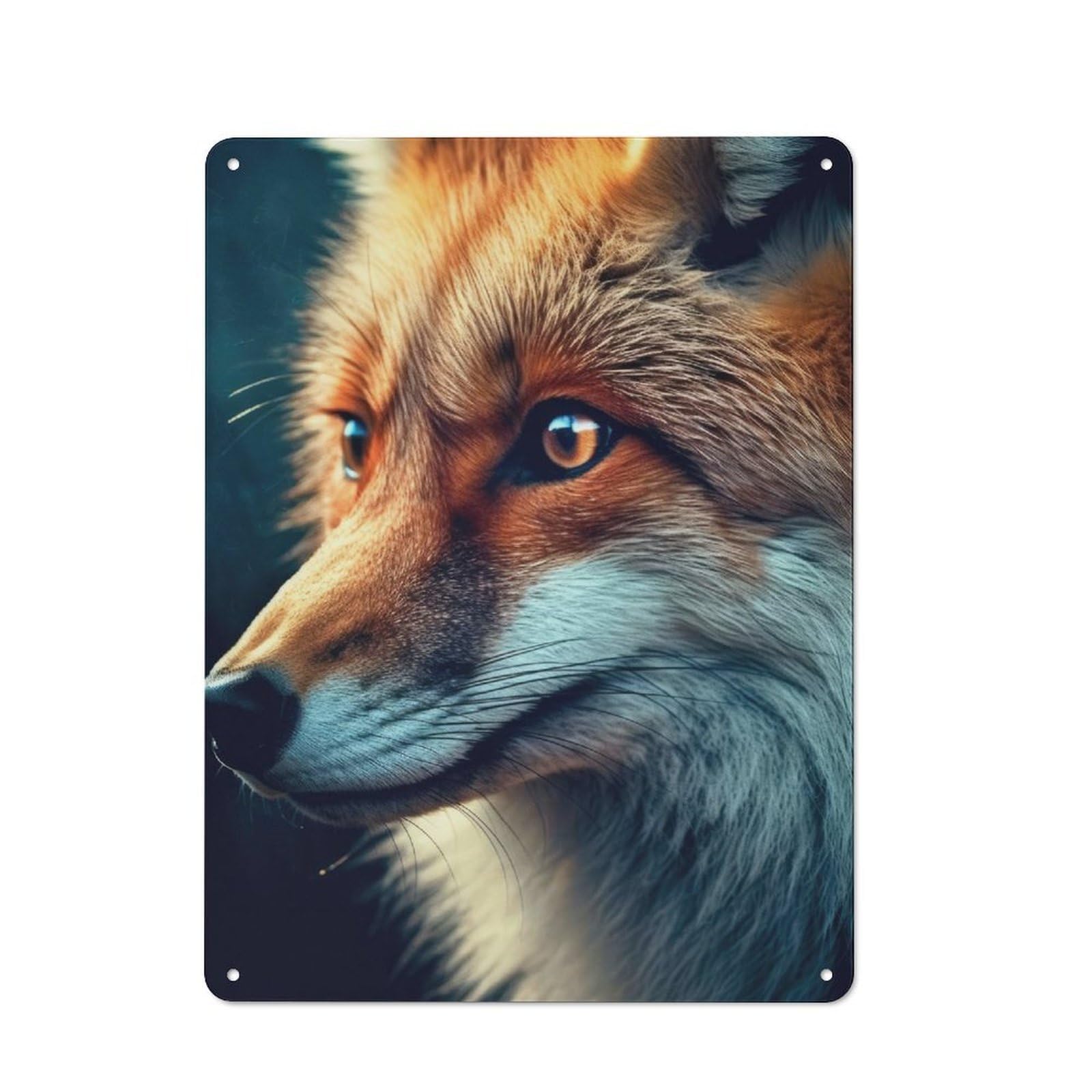 Junmoney Fox Closeup Face Retro Tin Sign 40X30cm Featuring For Bar Or Restaurant, For Metal Sign Collectors, For Garage And Workshop Walls