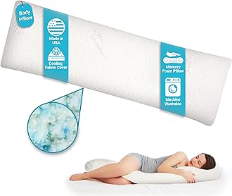 Xtreme Comforts Memory Foam Body Pillow for Side, Back & Stomach Sleepers - Allergy-Friendly Pillows for Sleeping with Shredded Memory Foam (Body Pillow)