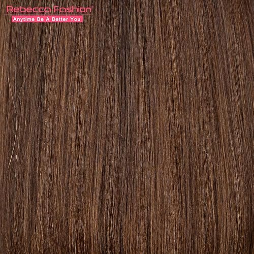 Miniatura 7 de Rebecca Fashion Pelucas cortas Bob con flequillo, pelucas de cabello humano para mujeres negras, pelucas lacias, 100% cabello virgen brasileño, sin