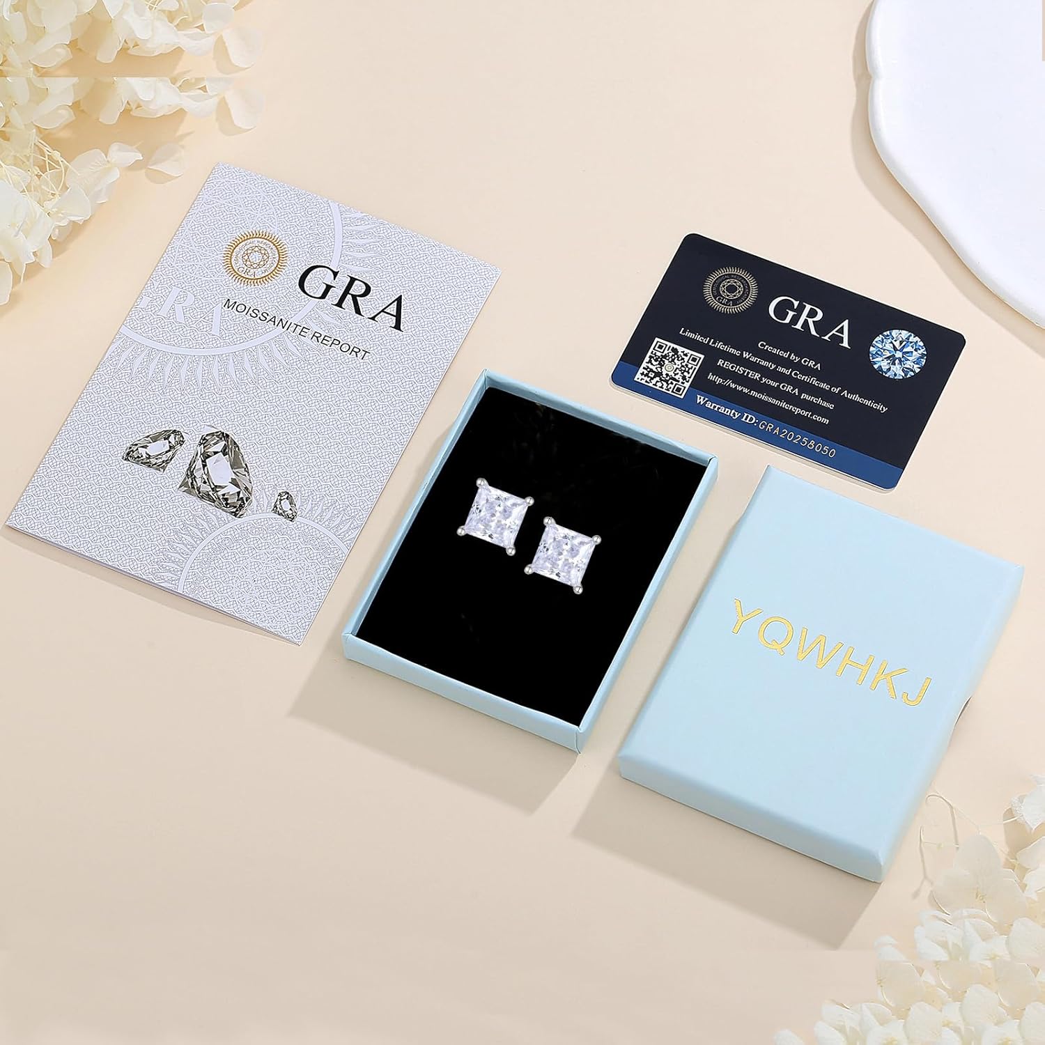 925 Sterling Silver Moissanite Stud Earrings for Men,Princess Cut 1-2CT Stud Earrings for Women Hypoallergenic Perfect Jewelry Gifts - Image 6