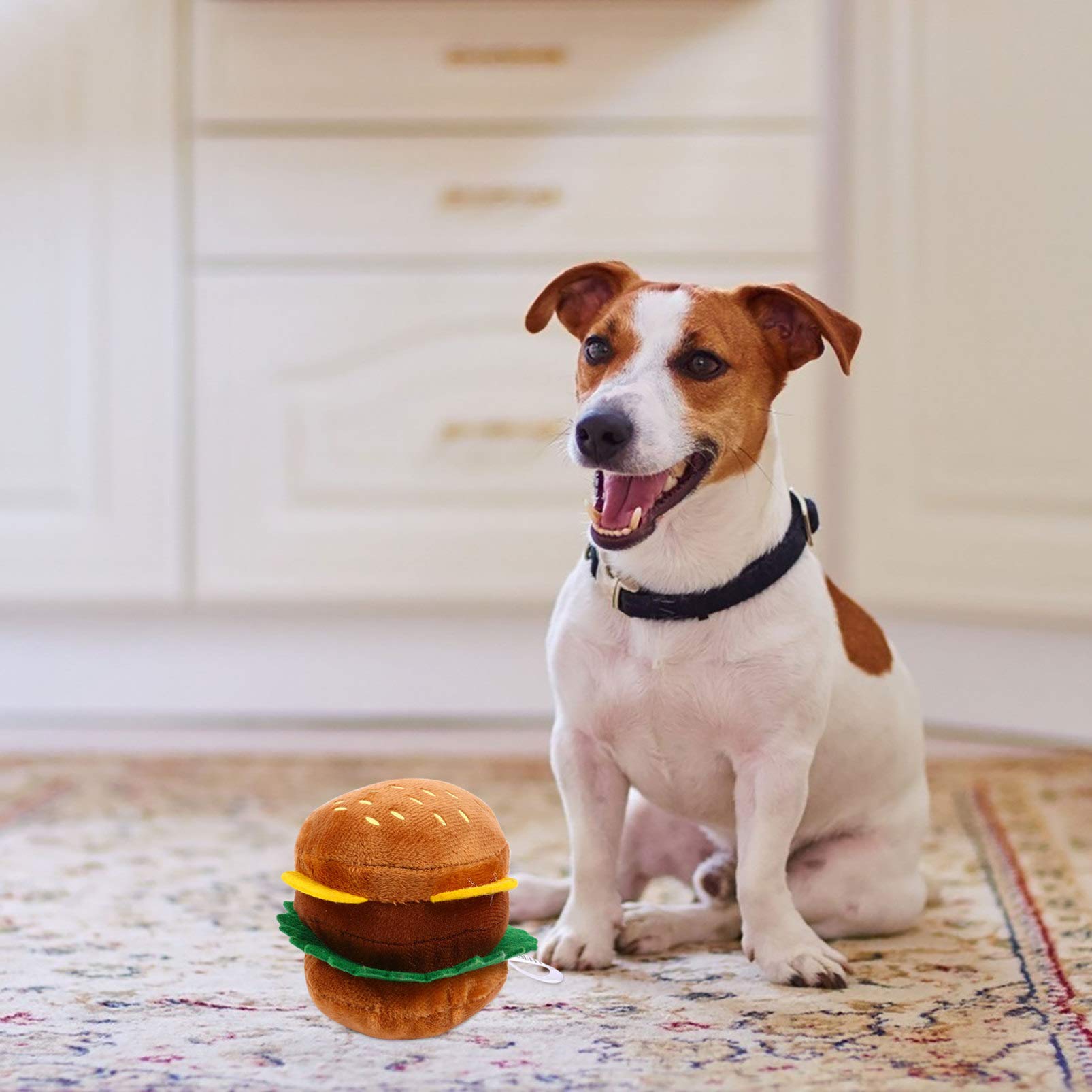 Mipcase 9stücke Teiliges Set Weichen Plüschspielzeugen Für Hunde Und Katzen Imitation Von Lebensmitteln Burger Hähnchen Eiscreme Mit Quietschfunktion Für Interaktive Spiele Und