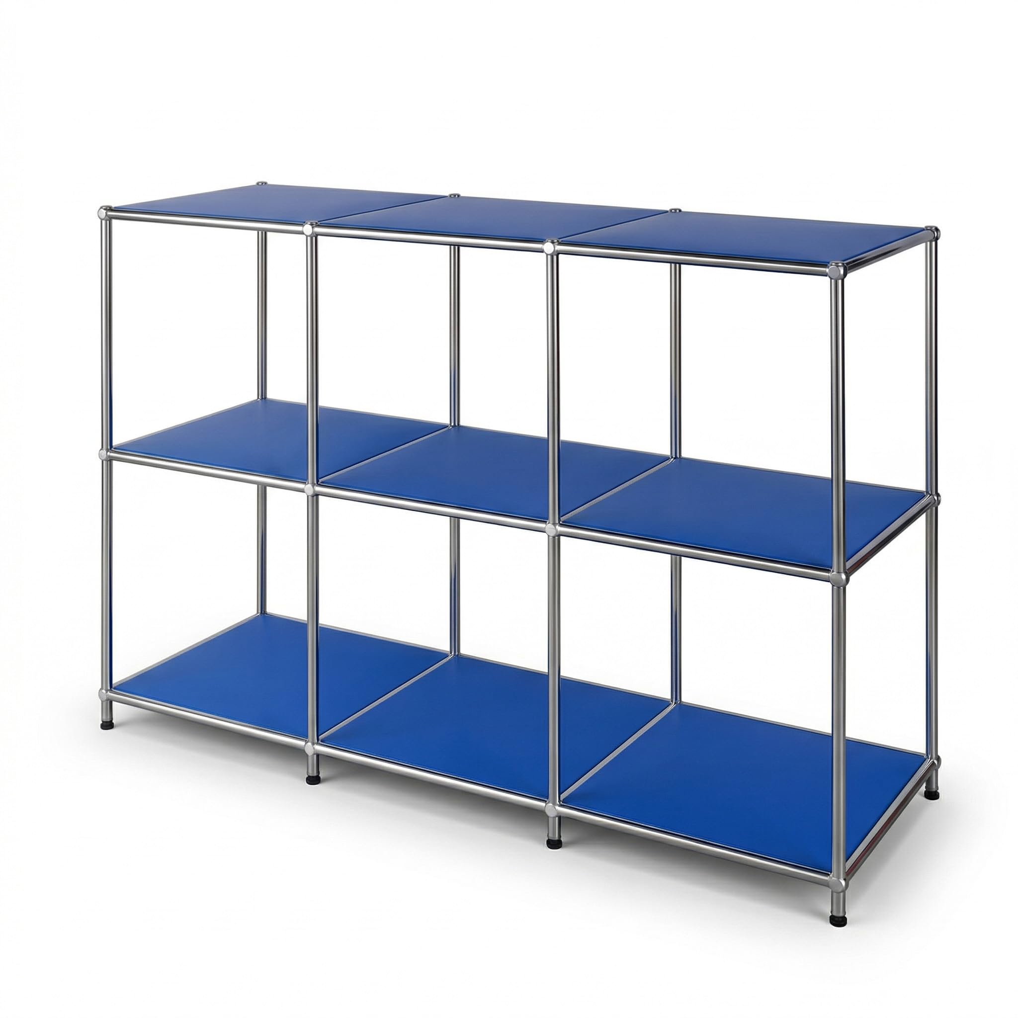 Floordirekt Scaffale - Blu 116x40x82cm - 3 Ripiani Scaffale in Metallo - Sideboard & Lowboard - Libreria Aperta - Scaffale a Cubi - Concept Epure MK-018