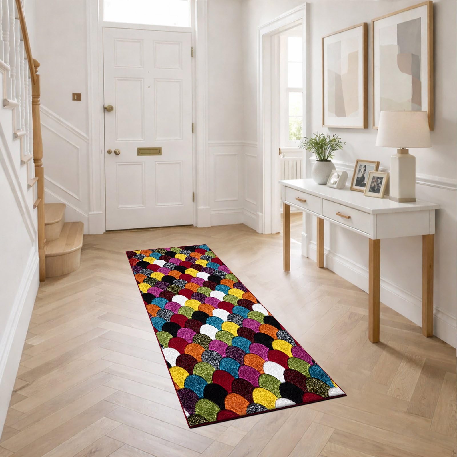 cozily® Medium Pile Jute Runner Rug for Kitchen, Thick Carpet Runner Rugs for Hallway - 60 x 220 cm, Scales - Washable Runners for Bedroom, Corridor & Hall Rug — image 1