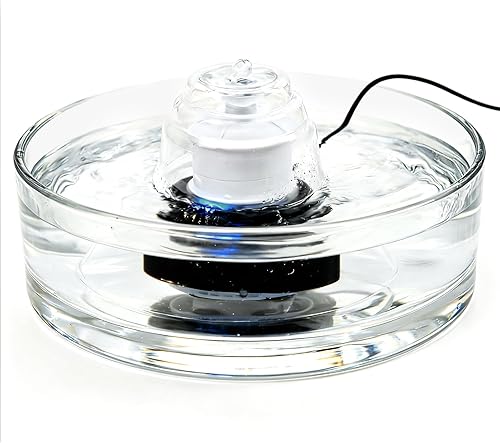 Miniatura 2 de Fuente de agua de cristal para gatos de 90 onzas2.7 L, dispensador automático de agua para mascotas con bomba silenciosa, fuente para beber para