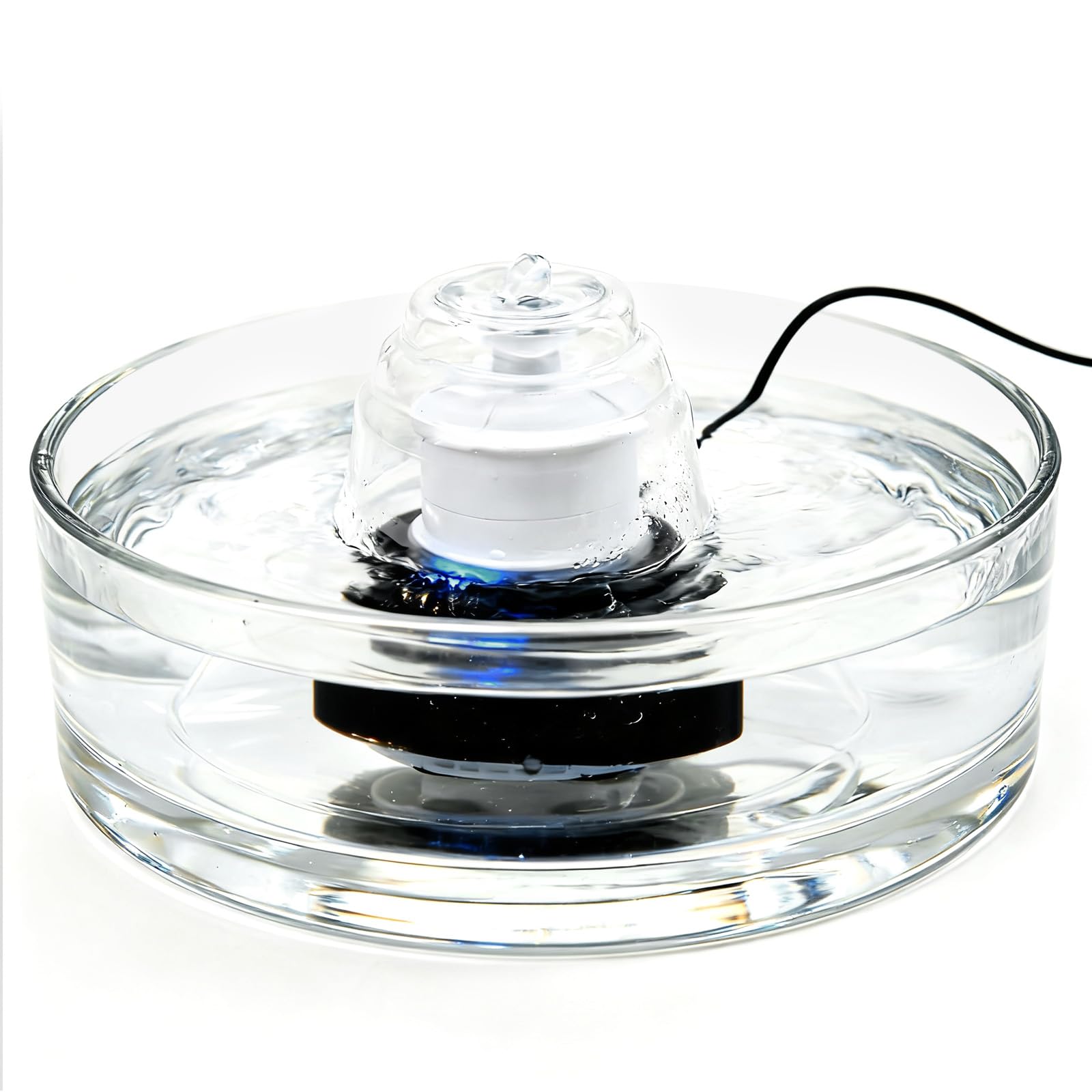 Fuente de agua de vidrio para gatos, 2,7 L, dispensador automático de agua para mascotas con bomba silenciosa, fuente de agua para gatos y perros pequeños, fácil de limpiar
